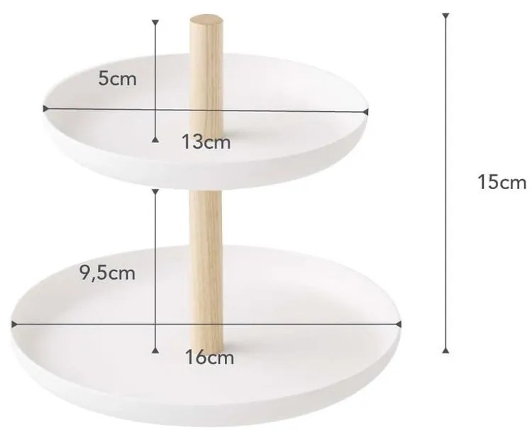 Бяла стойка с 2 купи за съхранение и детайли от букова дървесина Tosca - YAMAZAKI