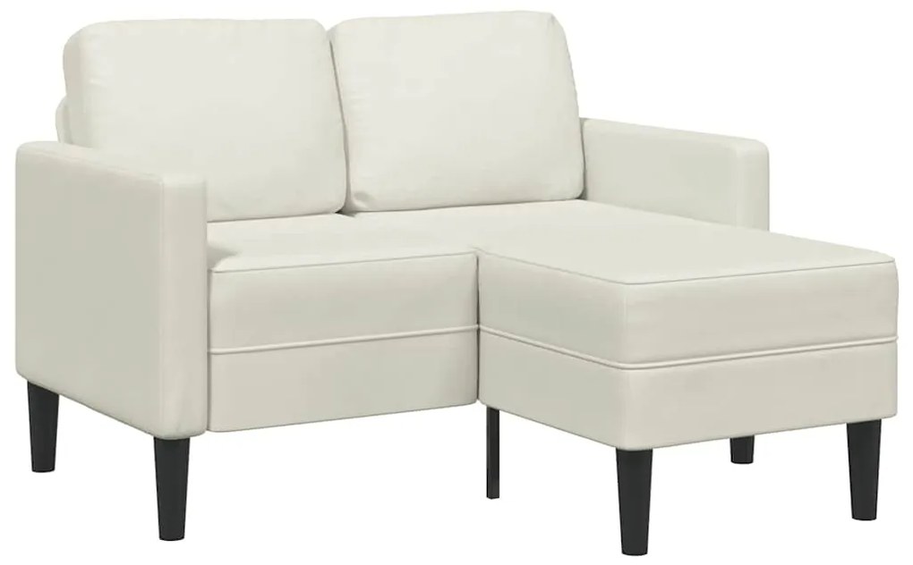 4107075 vidaXL Двуместен диван с шезлонг в L-образна форма Крем 125 см кадифе