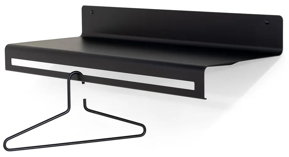 Черна метална стенна закачалка с рафт 78 cm Sway – Spinder Design