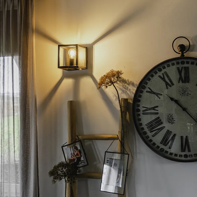 Индустриална стенна лампа черен куб - Cage