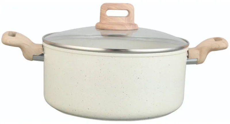 Тенджера Voltz Nice OV54418E24D, 24x15 см, 6.5 л, Мраморно покритие, Индукция, Кремав меланж