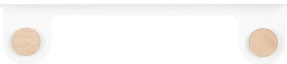 Стенен рафт от бяла стомана с детайли от дъбово дърво с 2 куки , дължина 60 см Hook - Gazzda