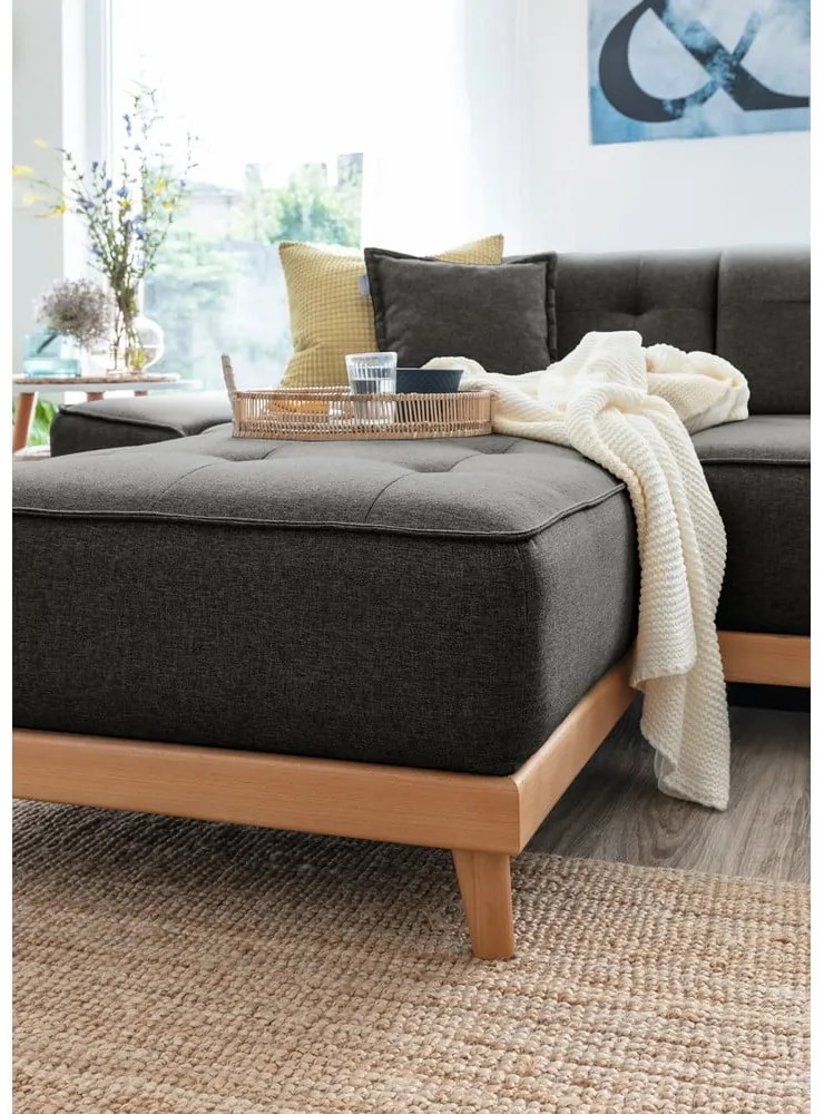 Тъмносив U-образен разтегателен диван, десен ъгъл Dazzling Daisy - Miuform