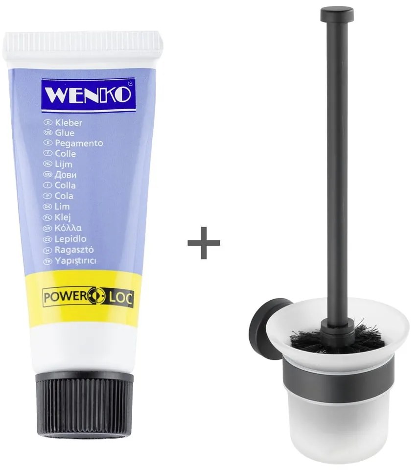 Матово-черна самозалепваща се стъклена четка за тоалетна Bosio – Wenko