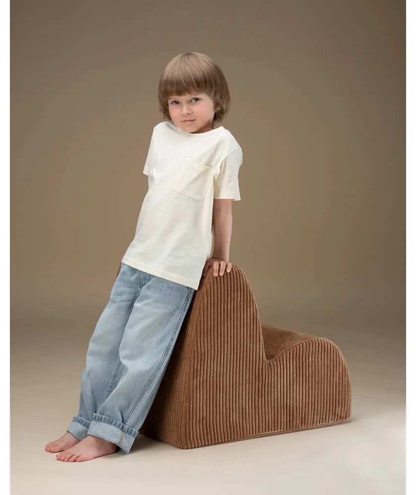 Кафяв детски стол от рипсено кадифе Cloud – Wigiwama