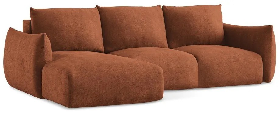 Теракотен шенилов сгъваем ъглов диван (ляв ъгъл) Leila – Makamii