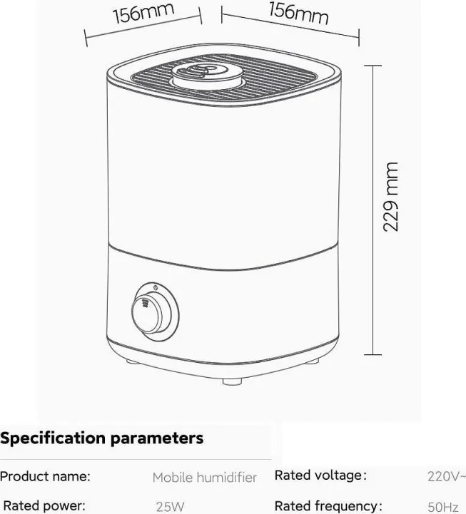 Овлажнител за въздух Xaomi Lydsto F100, До 20 м2, 200 л/ч, 2.5 л, 3 нива, Автоматично спиране, Бял