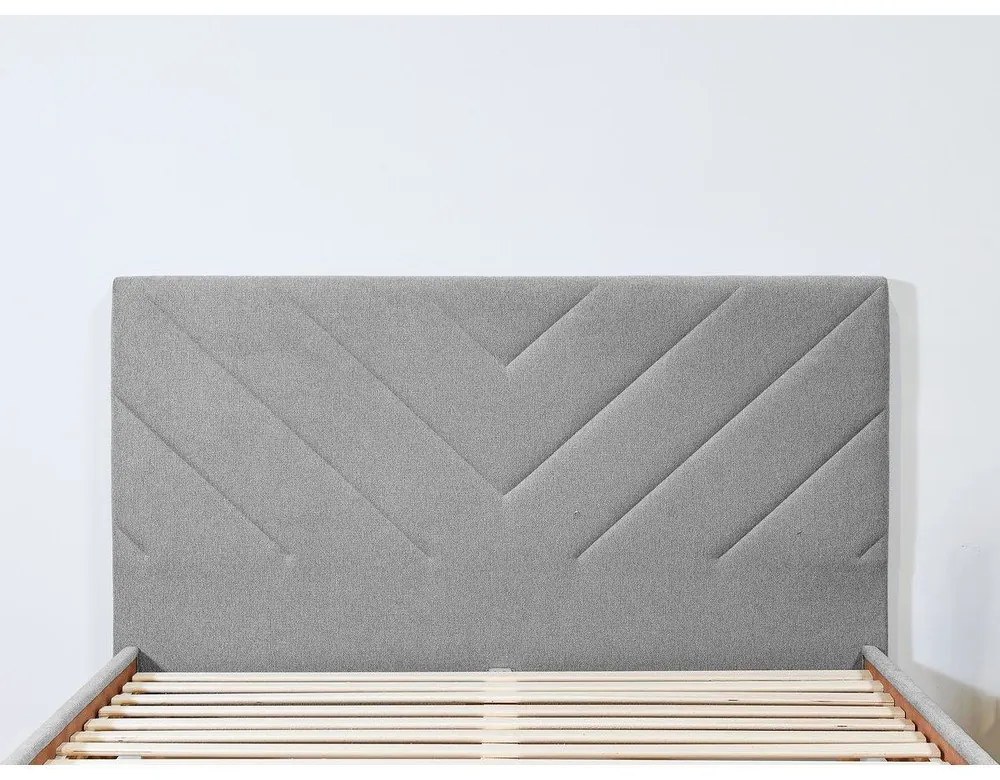 Светлосиво тапицирано двойно легло с включена подматрачна рамка 180x200 cm Romane – Bobochic Paris