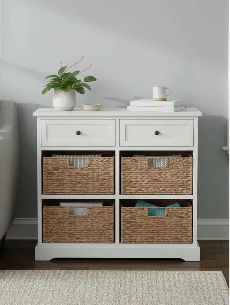 Скрин от масивна Пауловния в цвят слонова кост 76x70x33 cm Vermont – Premier Housewares
