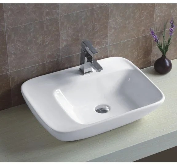 Мивка за баня ICB 879, монтаж върху плот, порцелан, бял, 59x45x13.5см