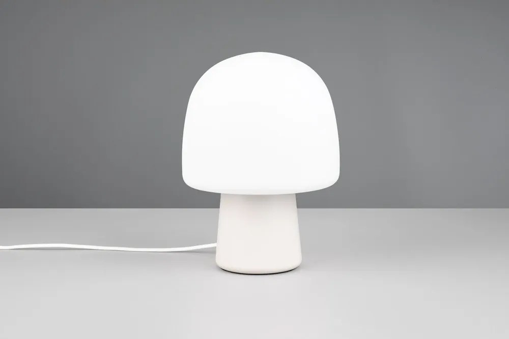 Бяла настолна лампа със стъклен абажур (височина 27 cm) Steen – Trio