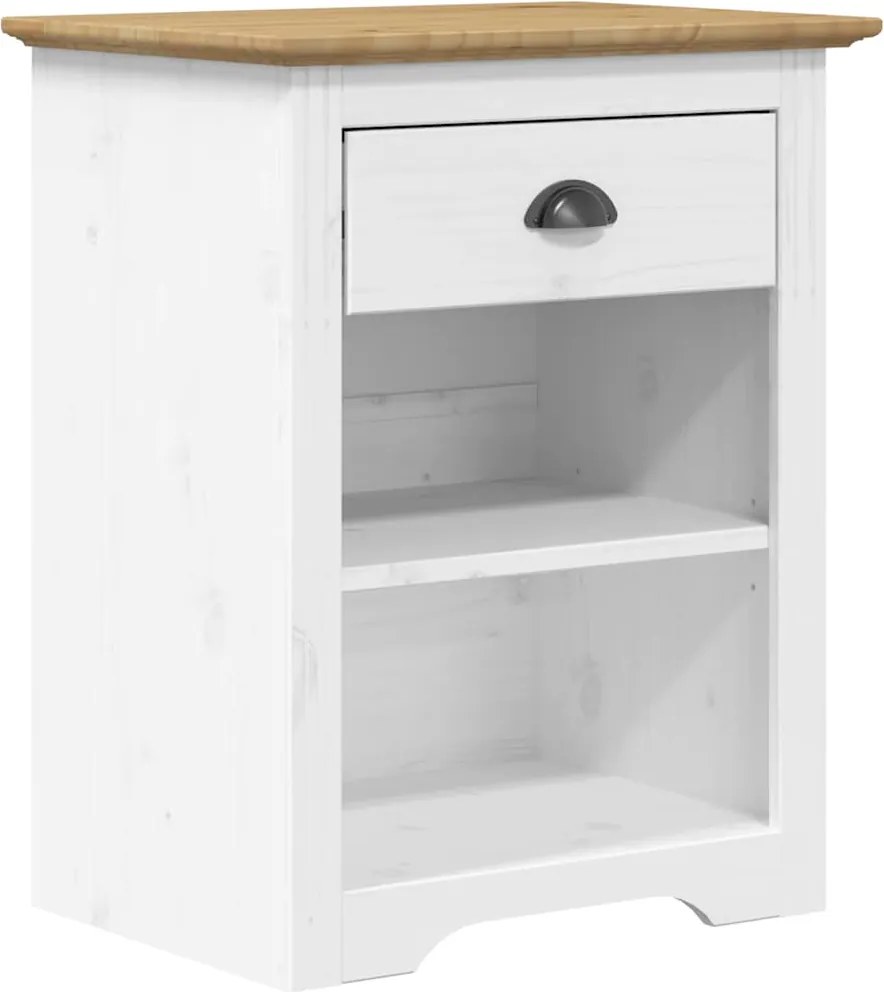 355054 vidaXL Нощно шкафче BODO, кафяво, 53x38,5x67 см, борово дърво масив