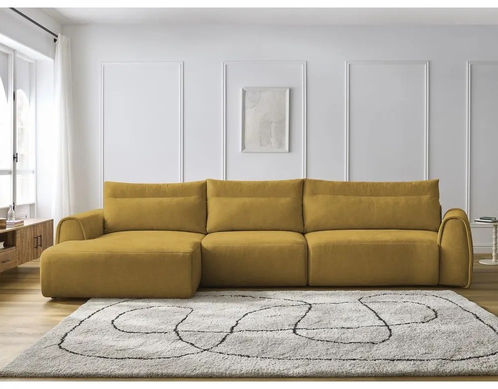 Ъглов диван в цвят жълта охра Aden – Bobochic Paris