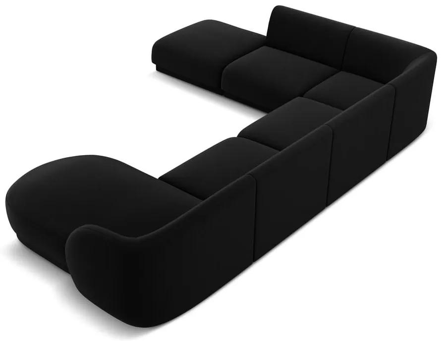 Ъглов диван от черно кадифе (ляв ъгъл) Miley - Micadoni Home