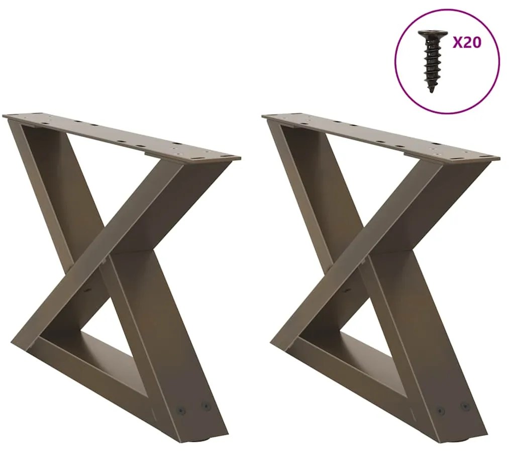 4012687 vidaXL Крака за масичка за кафе, 2 бр., естествена стомана, 50 x (30-31,3) см, стомана