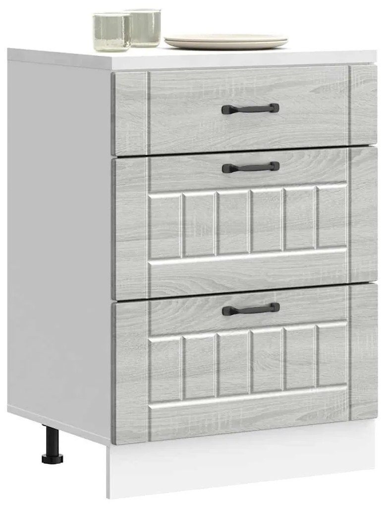854275 vidaXL Кухненски шкаф Lucca, сив сонома, инженерна дървесина