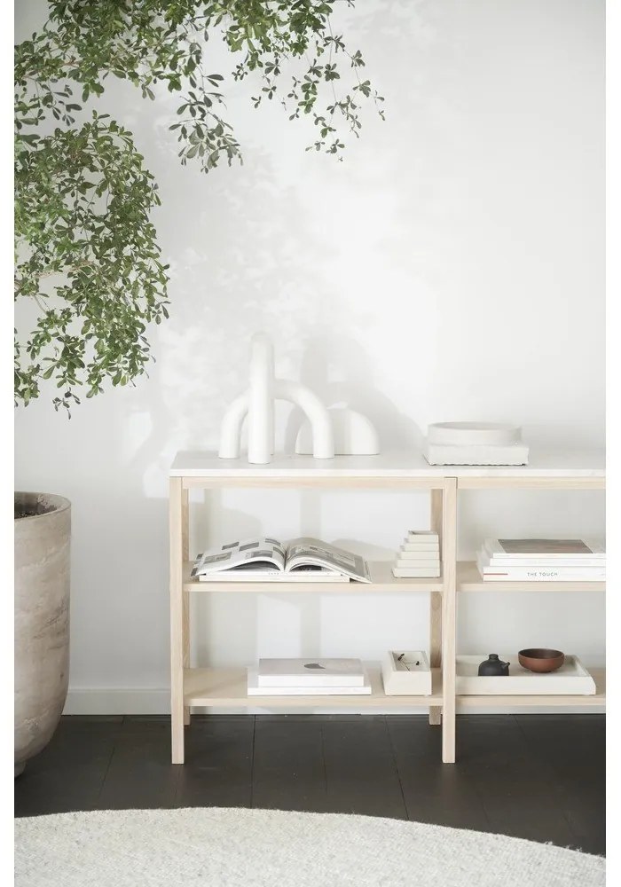 Бяла конзолна маса с каменен плот 140x40 cm Orwel - Rowico