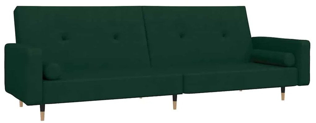 375751 vidaXL 2-местно разтегателно канапе с възглавници, тъмнозелено, кадифе