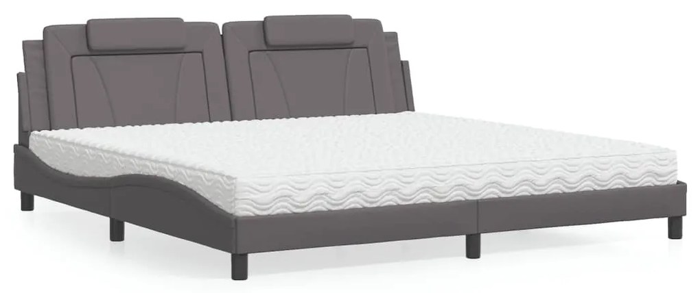 3208820 vidaXL Легло Viana без матрак, сиво, 200x200 см, изкуствена кожа