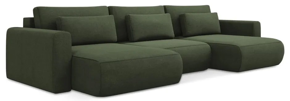 Разтегателен ъглов диван с място за съхранение в цвят каки (U форма) Kapua – Makamii