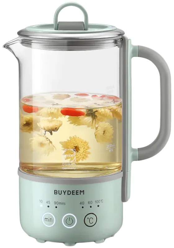 Електрическа кана BUYDEEM K314, 300W, 0.6 л, Таймер с 3 степени, 3 температурни настройки, Поддържане топло до 8 часа, Светлозелен
