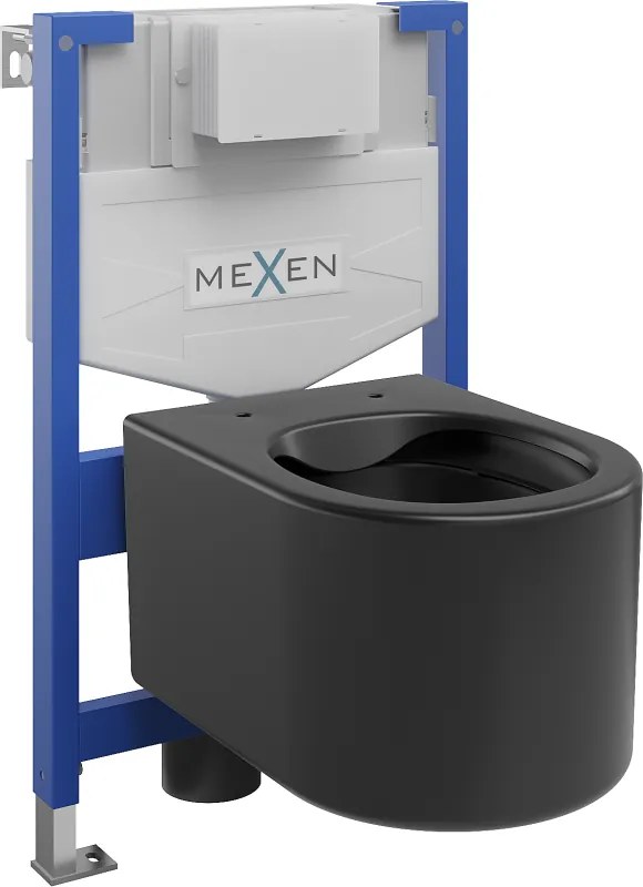 Mexen Sofia скрит WC комплект Fenix XS-F със структура и WC чиния, черен мат
