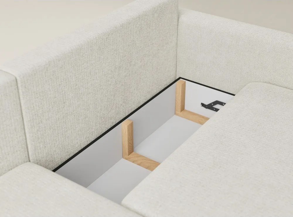 Кремав шенилов сгъваем/с място за съхранение ъглов диван (ляв ъгъл) Leon – Maison de Rêve