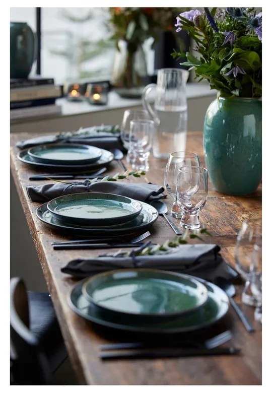 Зелена/черна десертна глинена чиния ø 21 cm Gastro Green/Black – Bitz