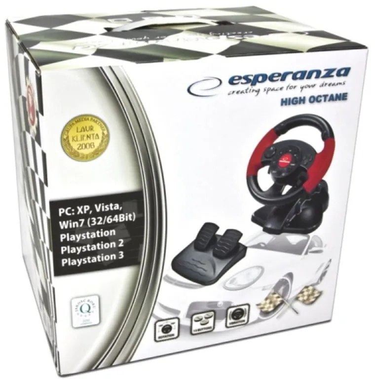 Разопакован: Волан с педали Esperanza Nitro EG103, 13 бутона, За PC/PS2/PS3, USB, Черен