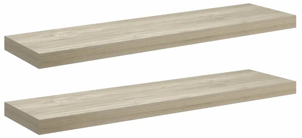 323881 vidaXL Окачени стенни рафтове, 2 бр, дъб, 90x23,5x3,8 см, МДФ