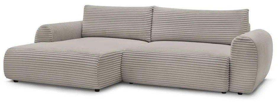 Светлосиво-бежов разтегателен ъглов диван от рипсено кадифе (ляв ъгъл) Lucien – Bobochic Paris