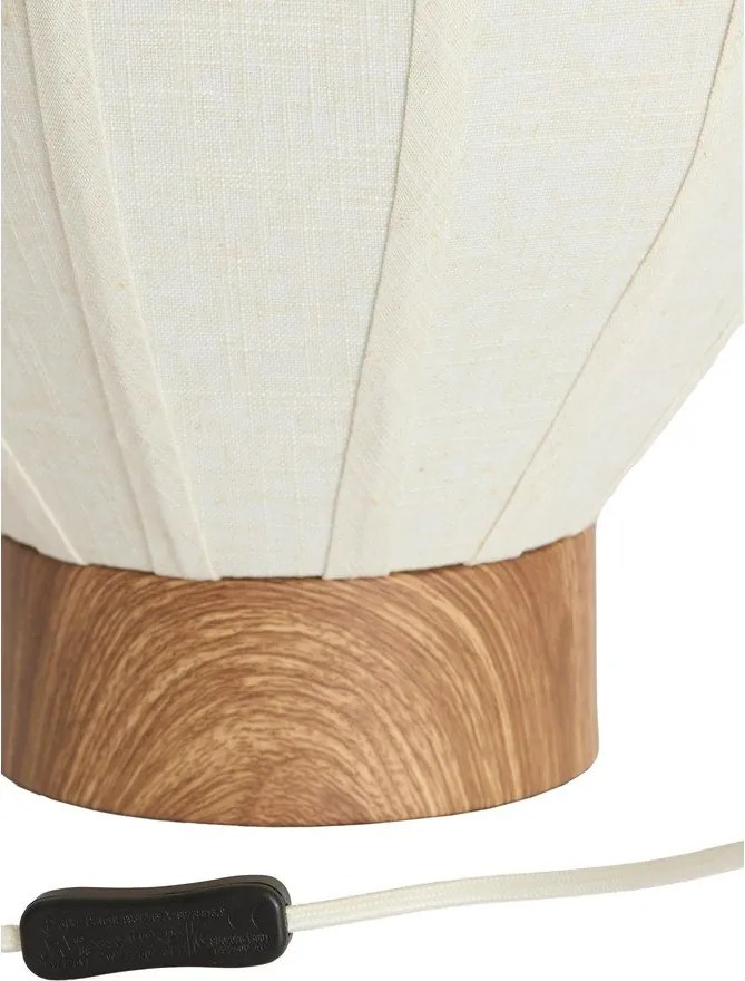Кремава метална настолна лампа с текстилен абажур (височина 36 cm) Kyzo – Light & Living
