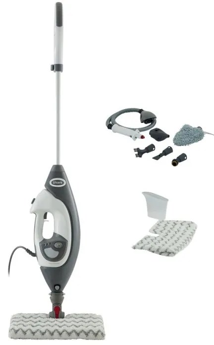 Парочистачка Shark S6005EU, 1200W, 0.5 л, 2 настройки, Технология Klick'n Flip, Steam Blaster, Dirt Grip подложки, Бял/Сив