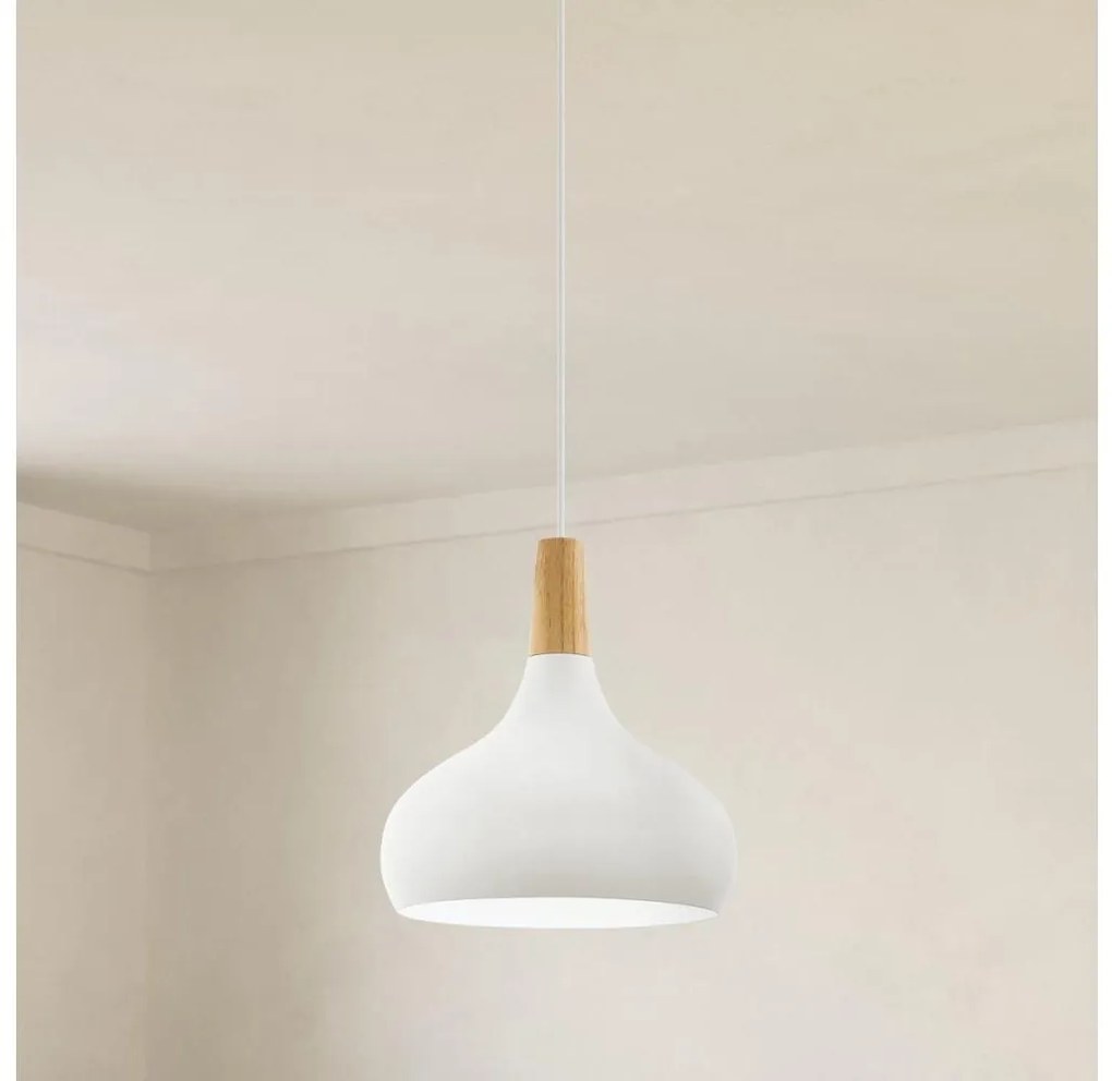 Eglo 901178-Висящ полилей на кабел SABINAR 1xE27/60W/230V Ø28 см бял-