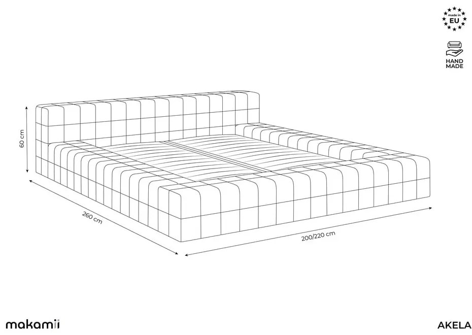 Светлосиньо двойно тапицирано легло с включена подматрачна рамка 160x200 cm Akela – Makamii