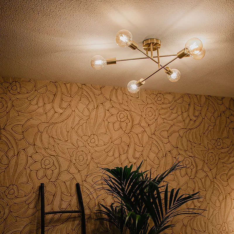 Индустриален плафон месинг 6 лампи - Сидни