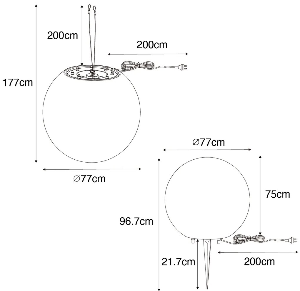 Смарт външна лампа бяла 77 см IP65 вкл. WiFi A60 - Nura