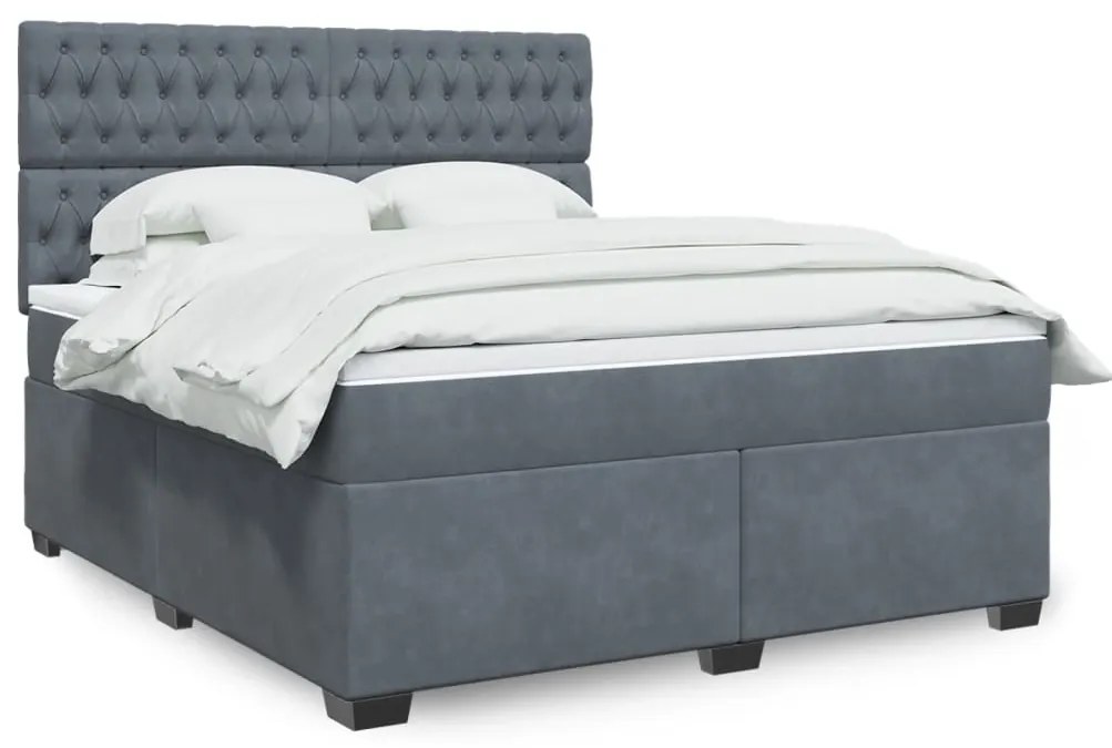 3293285 vidaXL Боксспринг легло с матрак, тъмносиво, 180x200 см, кадифе