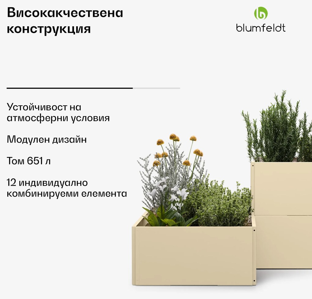 Blumfeldt Повдигната леха Versagrow с 12 модула, индивидуална форма, дебелина 1 мм, неръждаема стомана