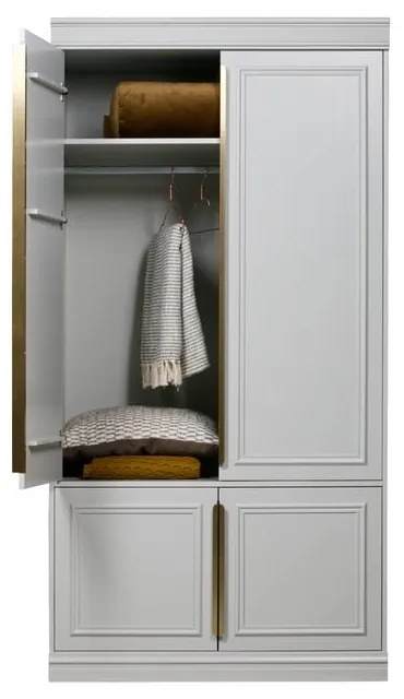 Светлосив гардероб от масивен бор 110x215x62 cm Organize – WOOOD