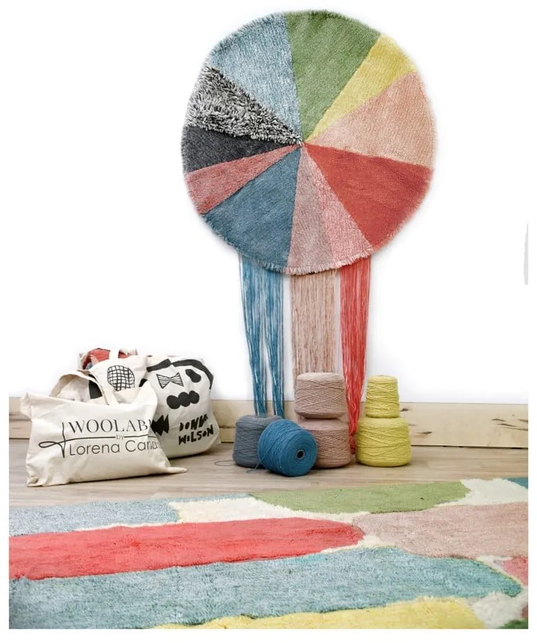 Вълнен ръчно изработен детски килим подходящ за пране ø120 cm Pie Chart – Lorena Canals