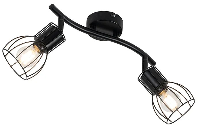 Модерен таванен прожектор черен 2-светлина регулируем - Botu