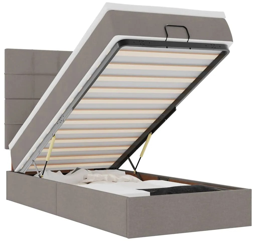 3313972 vidaXL Османска легло с матрак и LED, таупе, 90x190 см, плат