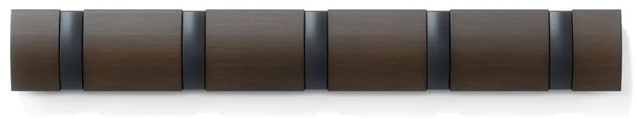 Тъмнокафява стенна закачалка от масивна топола Flip – Umbra