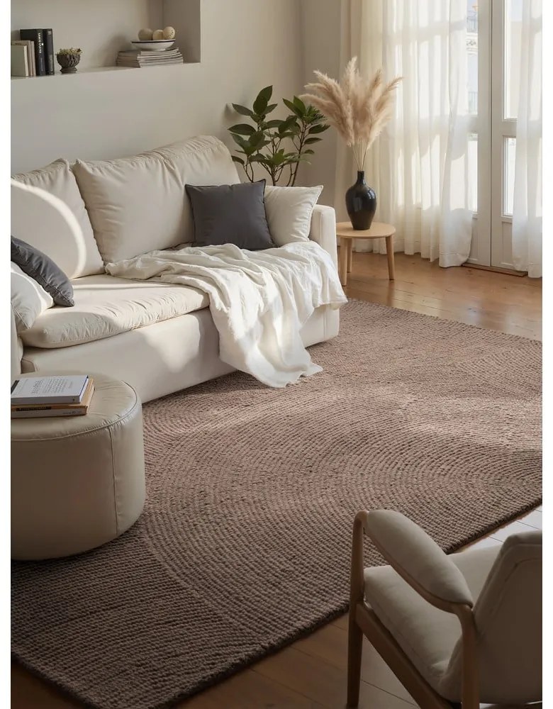 Ръчно изработен вълнен килим в кафяво-сив цвят 160x230 cm Eleni Taupe – Hanse Home