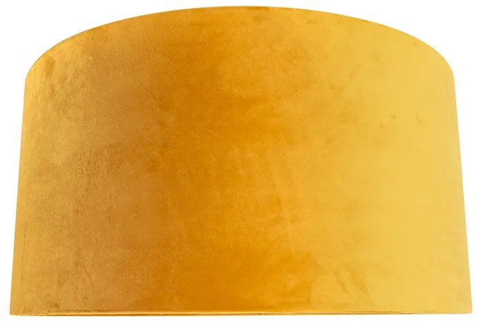 Кадифен абажур жълт 50/50/25 със златист интериор