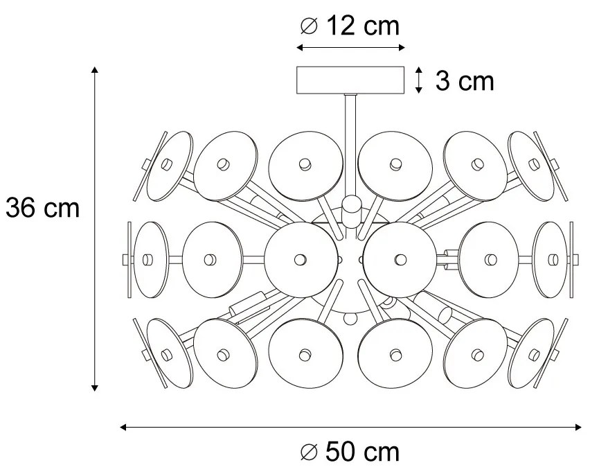 Таванно осветление в стил Арт Деко черно с опушено стъкло - Atomic