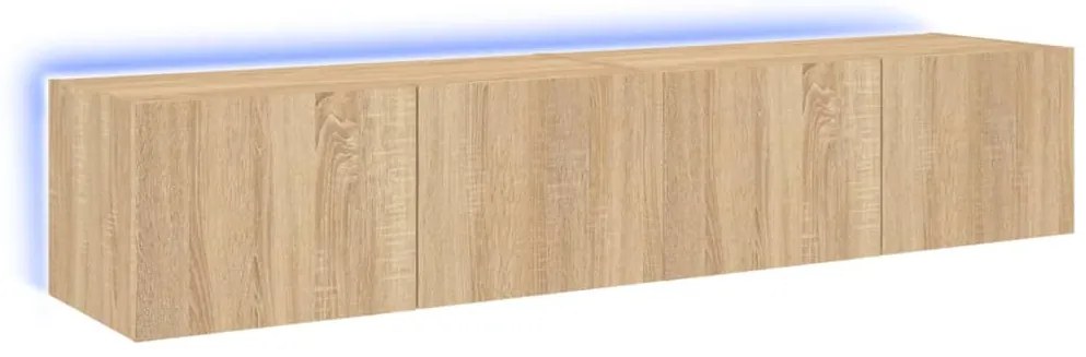 837286 vidaXL Стенни ТВ шкафове с LED лампи, 2 бр, сонома дъб, 80x35x31 см