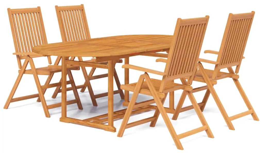 3058011 vidaXL Градински трапезен комплект, 5 части, акациево дърво масив, 150-200 см