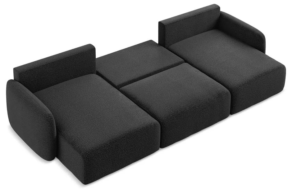 Черен разтегателен ъглов диван с място за съхранение Kalena – Makamii